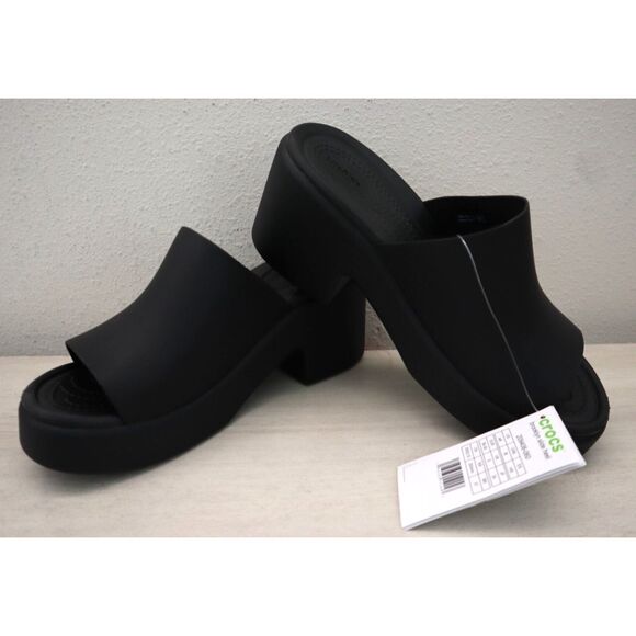Crocs 209408-060 Women's Sz 8 Black Brooklyn Slide Heel Sandals - Picture 1 of 10